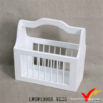 White Chic Storage Vintage Wooden Tool Korb Racks